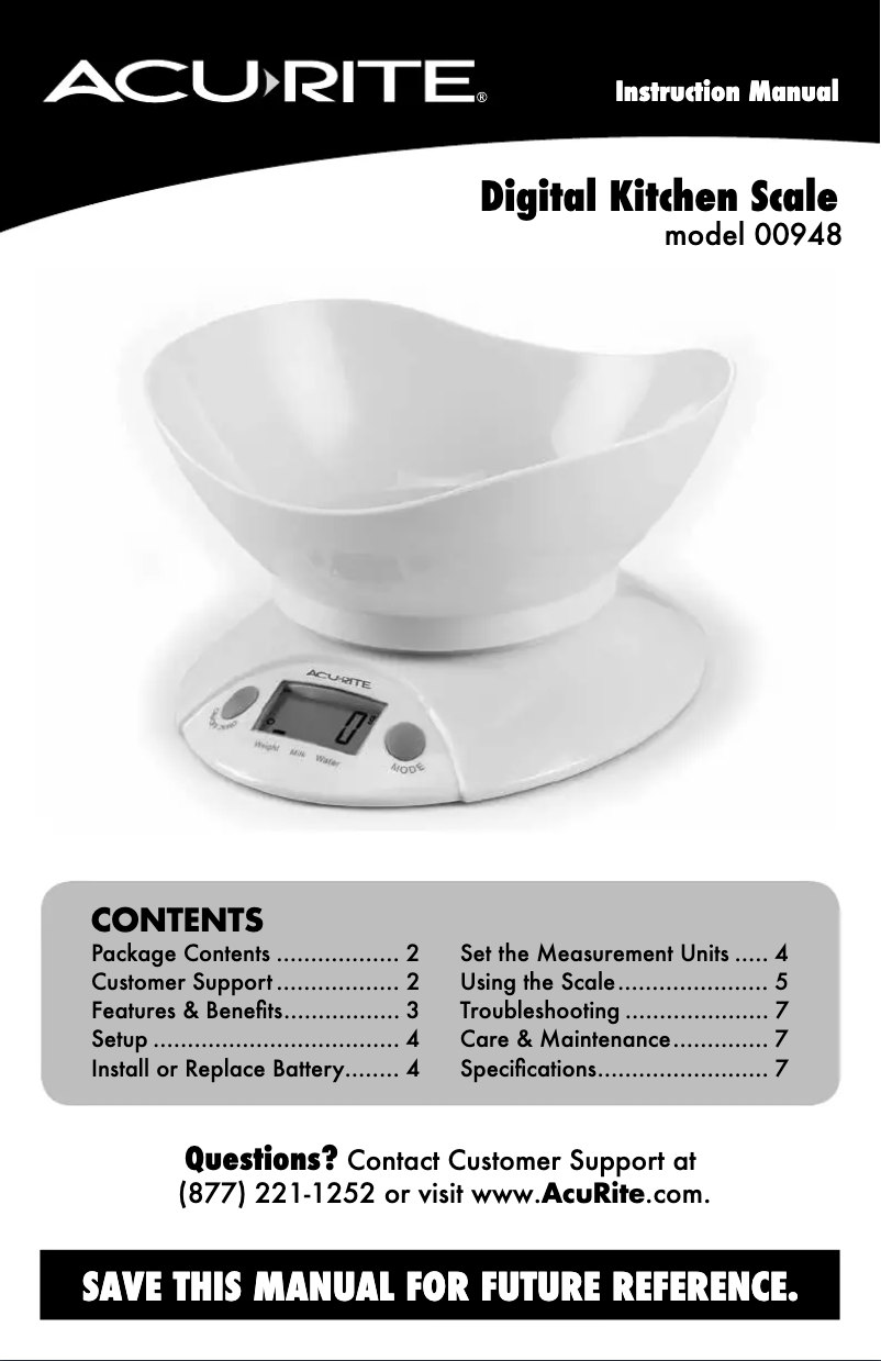 Page n°1 - Manuel utilisateur AcuRite 00948