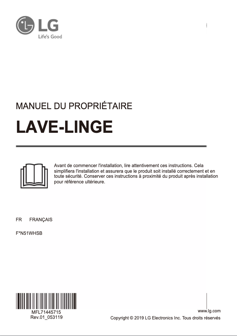 Page 1 de la notice Manuel utilisateur LG F94N51WHSB
