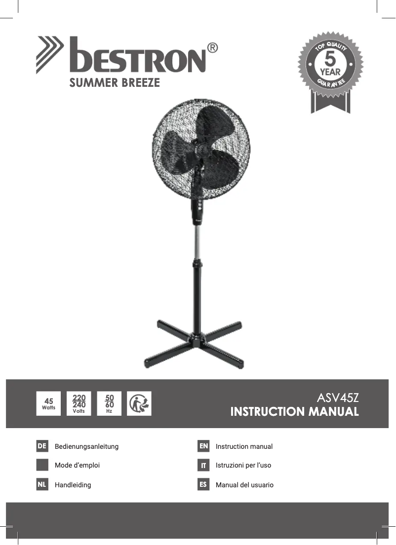 Page n°1 - Manuel utilisateur Bestron ASV45Z