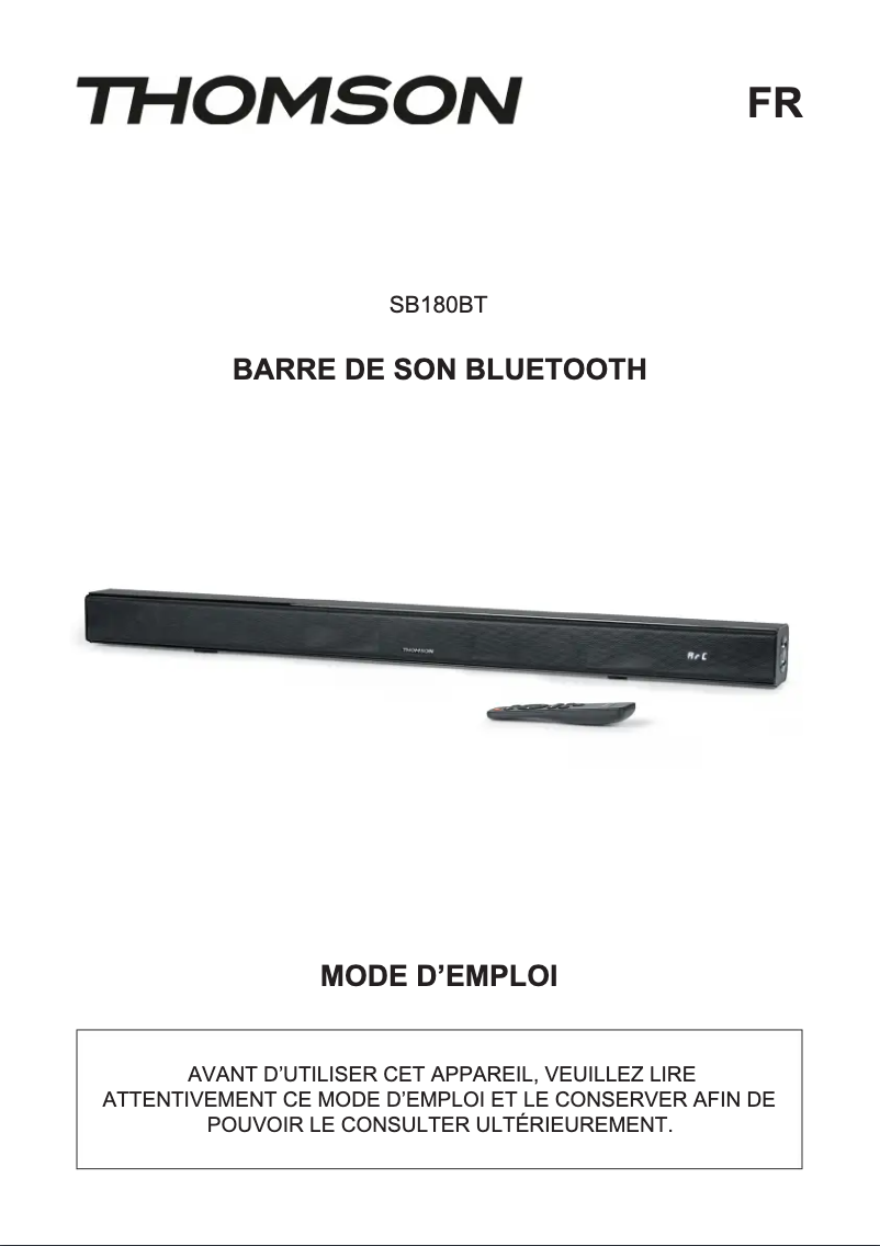 Page 1 de la notice Manuel utilisateur Thomson SB180BT