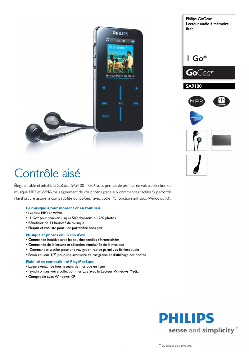 Image de la première page du manuel de l'appareil GoGear SA9100