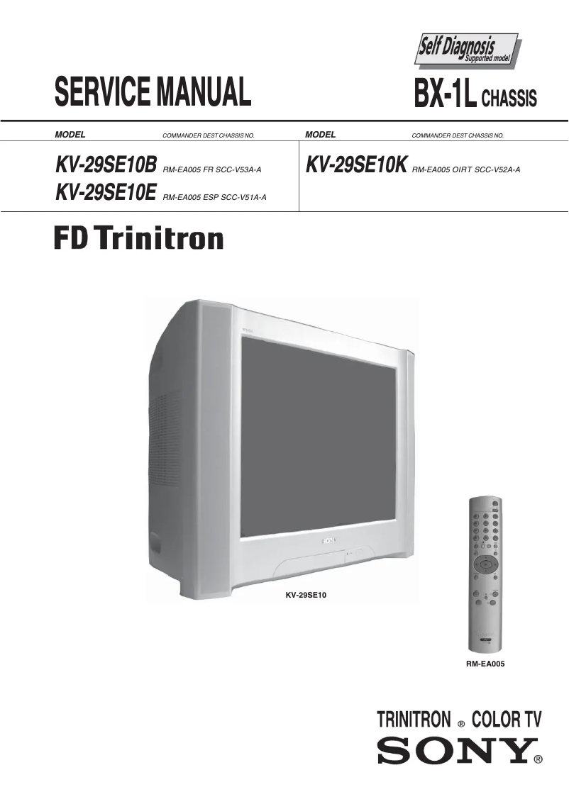 Page 1 de la notice Manuel utilisateur Sony KV-29SE10K