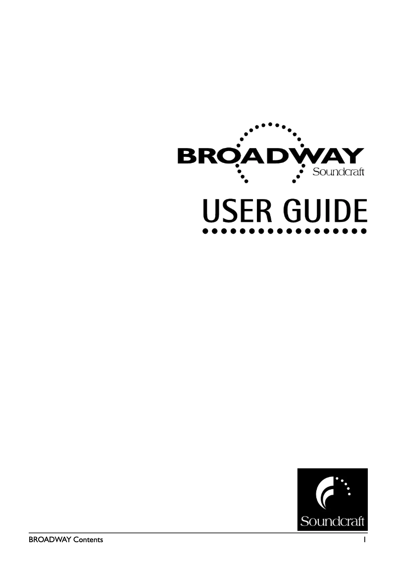 Page n°1 - Manuel utilisateur Soundcraft Broadway