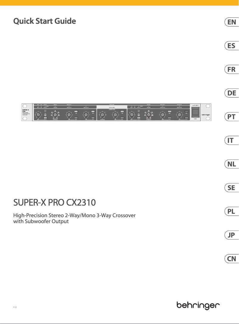 Page 1 de la notice Guide de démarrage rapide Behringer Super-X Pro CX2310