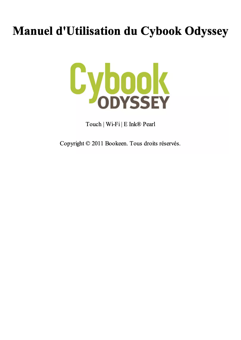 Image de la première page du manuel de l'appareil Cybook Odyssey