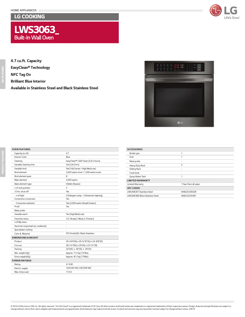 Image de la première page du manuel de l'appareil LWS3063BD