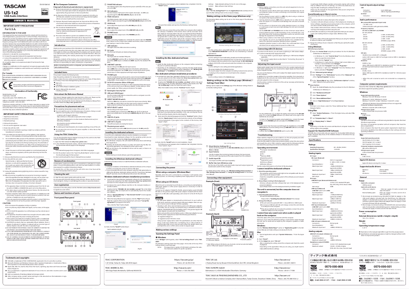 Image de la première page du manuel de l'appareil US-1X2