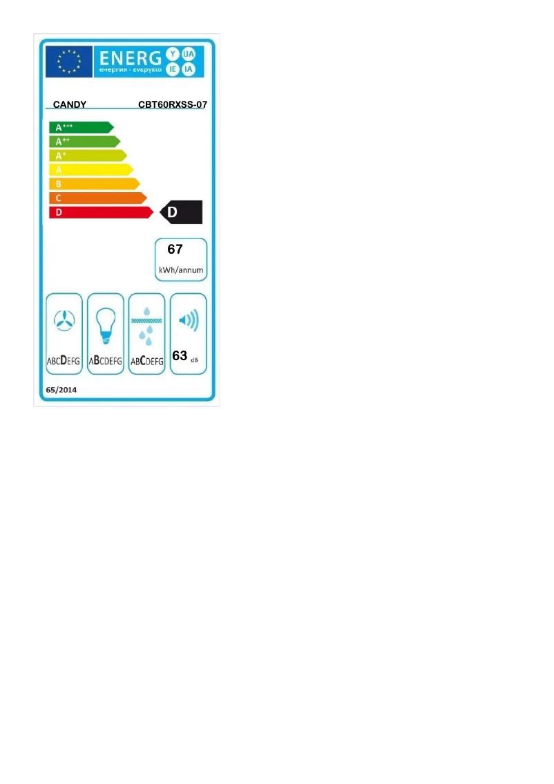 Page n°1 - Label énergétique Candy CBT60RXSS-07