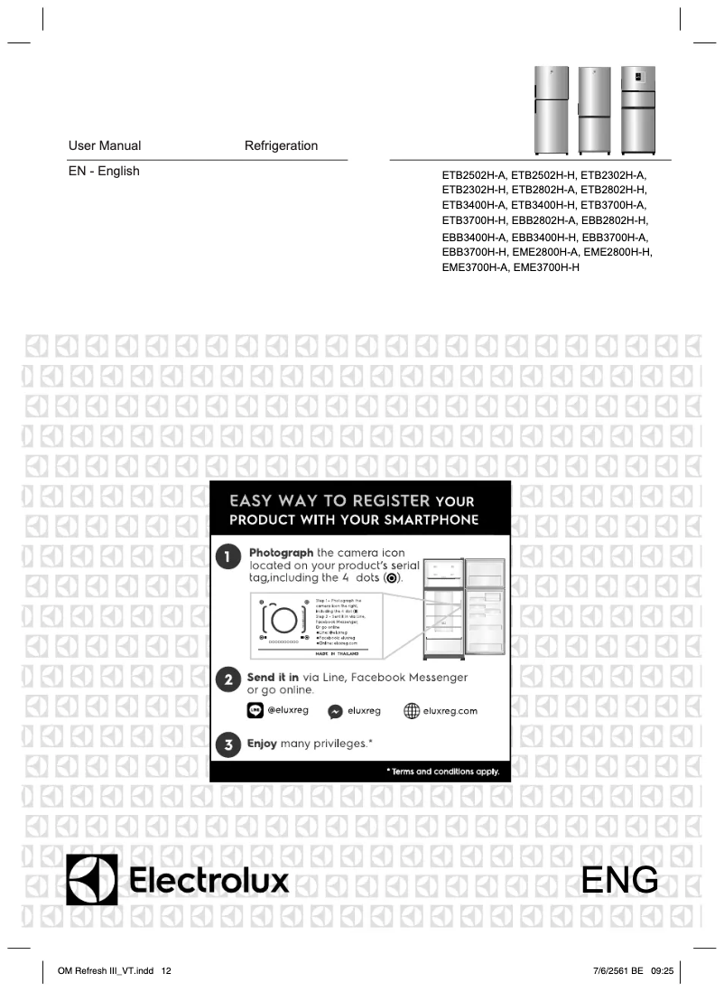 Page 1 de la notice Manuel utilisateur Electrolux ETB3400H-H