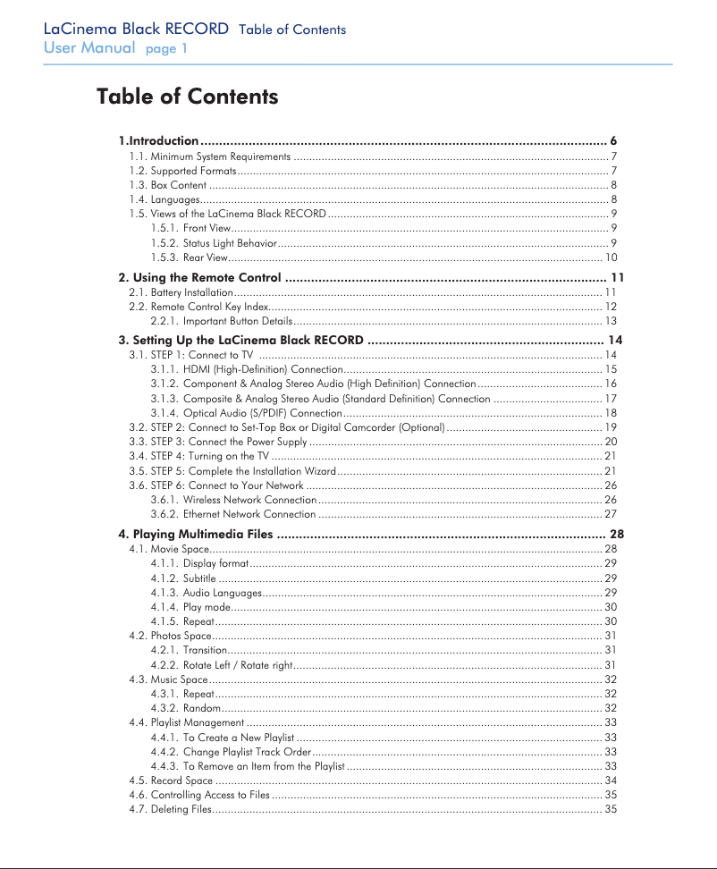 Page 1 de la notice Manuel utilisateur LaCie LaCinema Black Record