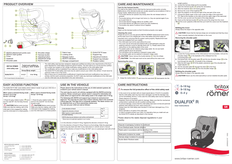 Page 1 de la notice Manuel utilisateur Britax-Römer Dualfix 2 R