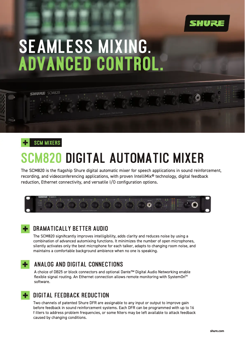Page 1 de la notice Brochure Shure SCM820