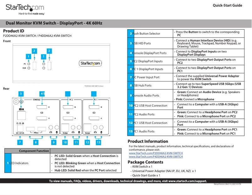 Page n°1 - Guide de démarrage rapide StarTech.com P2DD46A2-KVM-SWITCH