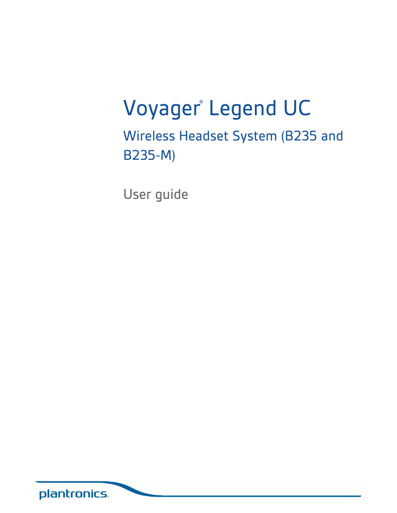Page 1 de la notice Manuel utilisateur Plantronics Voyager Legend UC B235