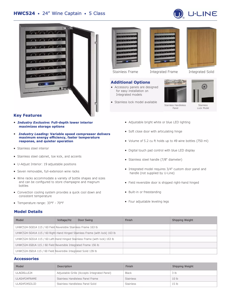 Image de la première page du manuel de l'appareil UHWC524-SG01A