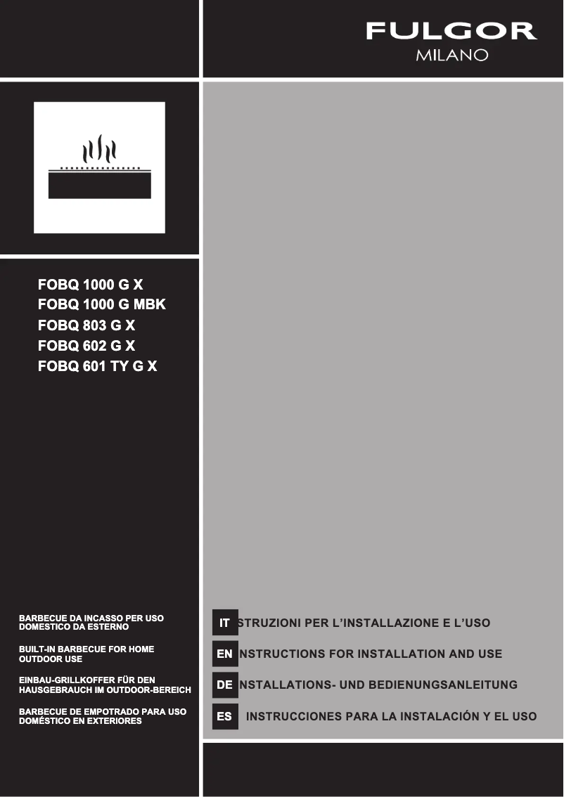 Page 1 de la notice Guide d'installation Fulgor Milano FOBQ 1000 G X
