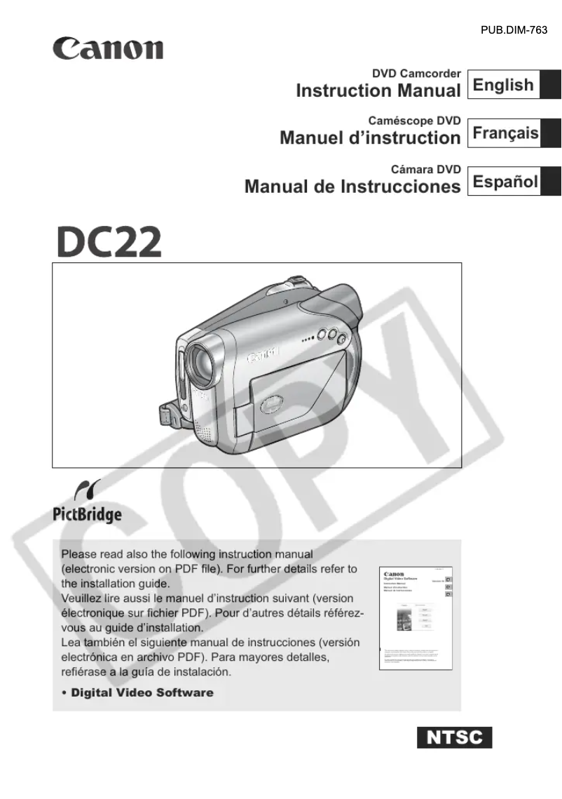 Page n°1 - Manuel utilisateur Canon DC22