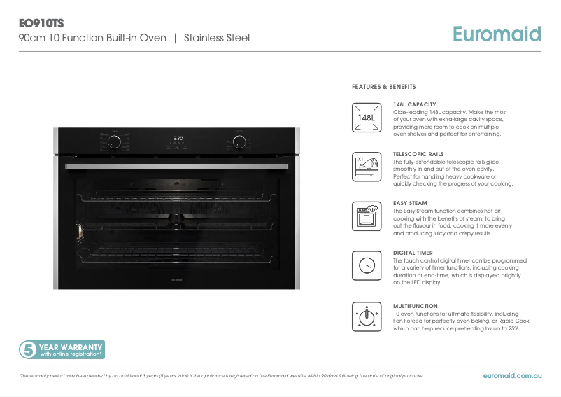 Página 1 del manual Ficha técnica Euromaid EO910TS