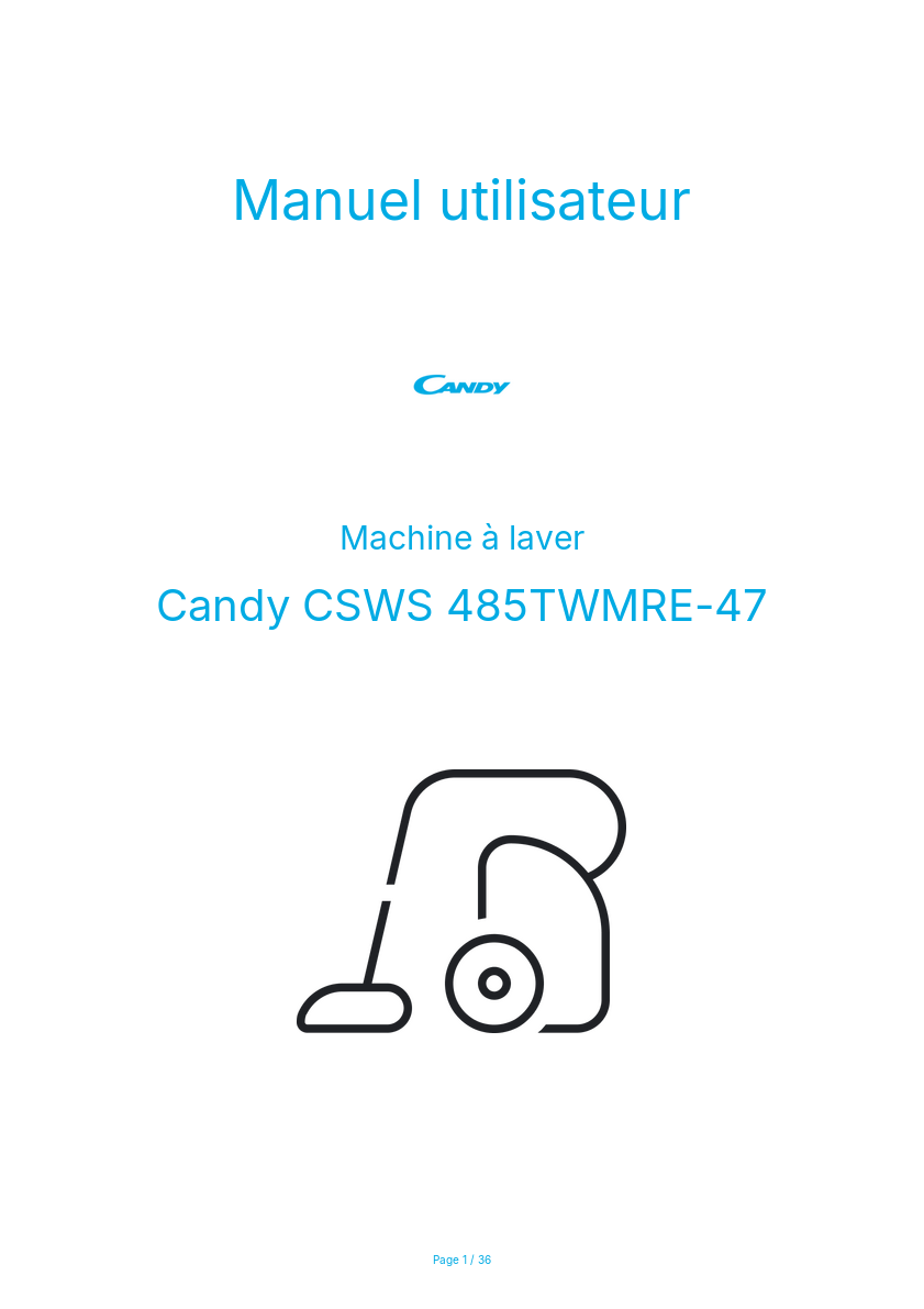 Page n°1 - Manuel utilisateur Candy CSWS 485TWMRE-47