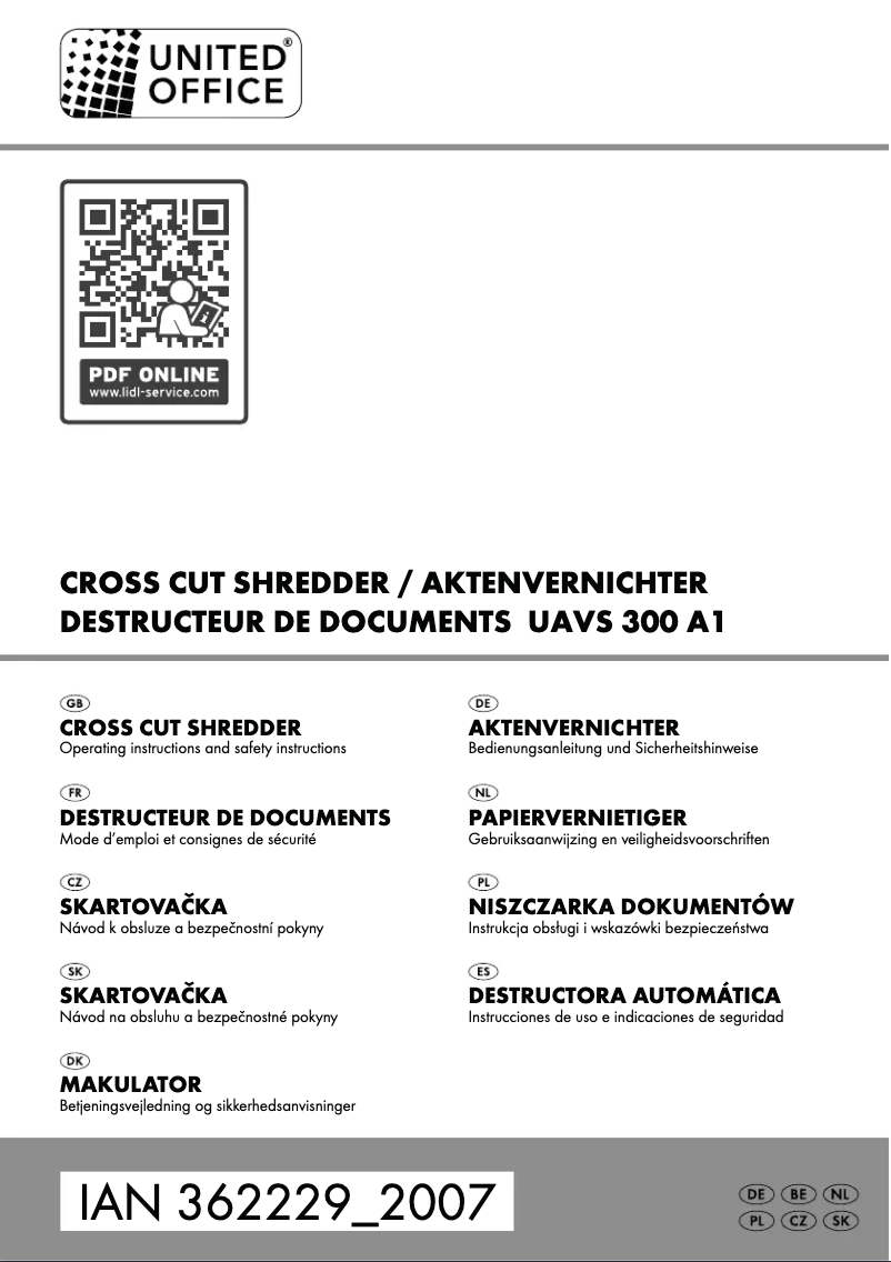 Page n°1 - Manuel utilisateur United Office UAV 250 A1