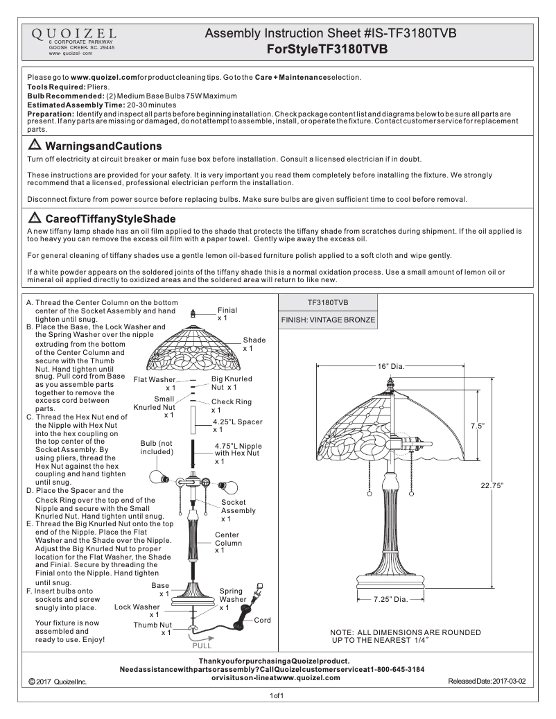 Image de la première page du manuel de l'appareil Tiffany TF3180TVB