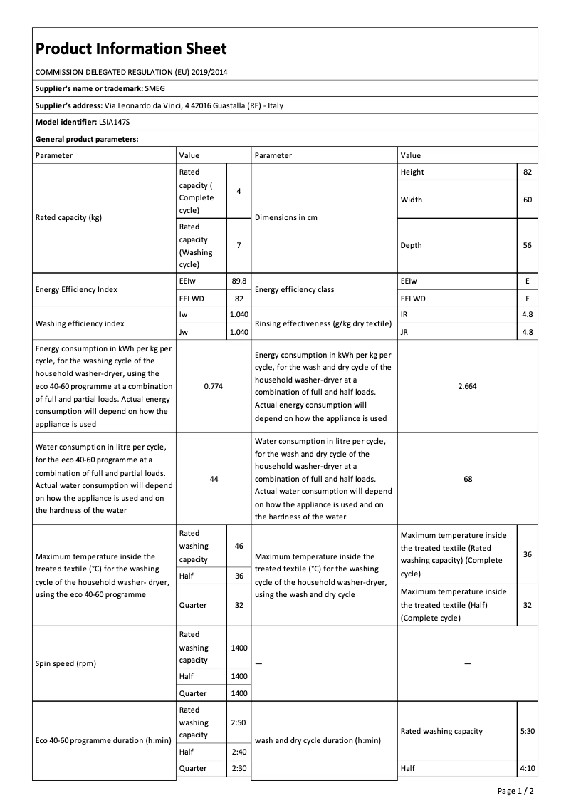 Image de la première page du manuel de l'appareil LSIA147S