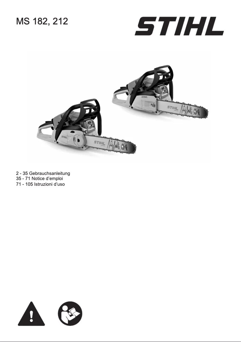 Page 1 de la notice Manuel utilisateur Stihl MS 182