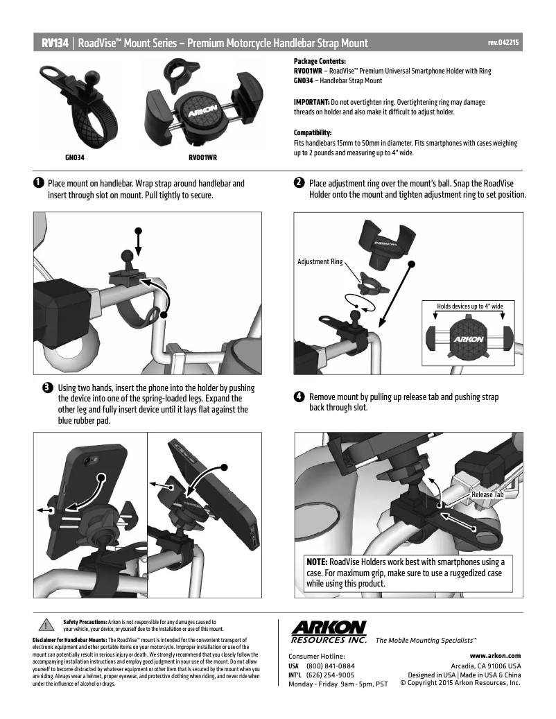 Page 1 de la notice Manuel utilisateur Arkon RV134