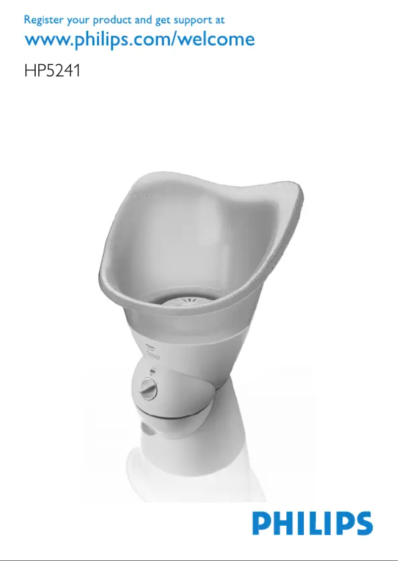 Image de la première page du manuel de l'appareil Professional Facial Sauna HP5241