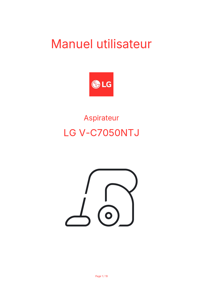 Page n°1 - Manuel utilisateur LG V-C7050NTJ