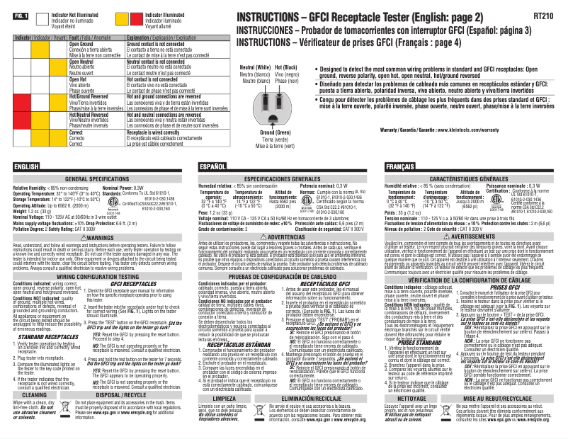Image de la première page du manuel de l'appareil RT210