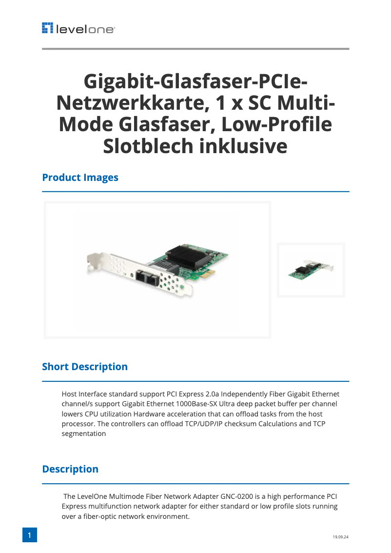 Página 1 del manual Ficha técnica LevelOne GNC-0200