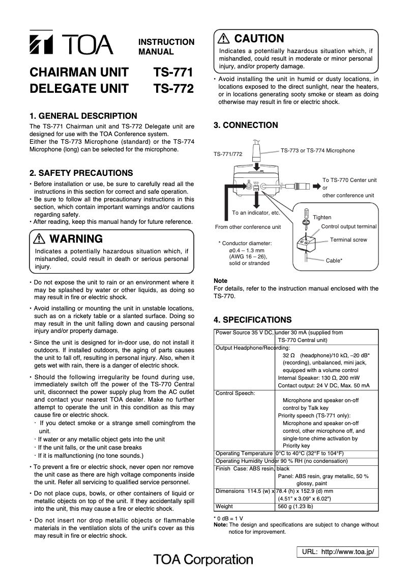 Image de la première page du manuel de l'appareil TS-771
