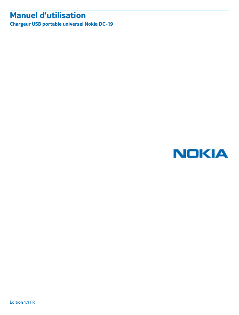 Page 1 of the manual User Manual Nokia DC-19
