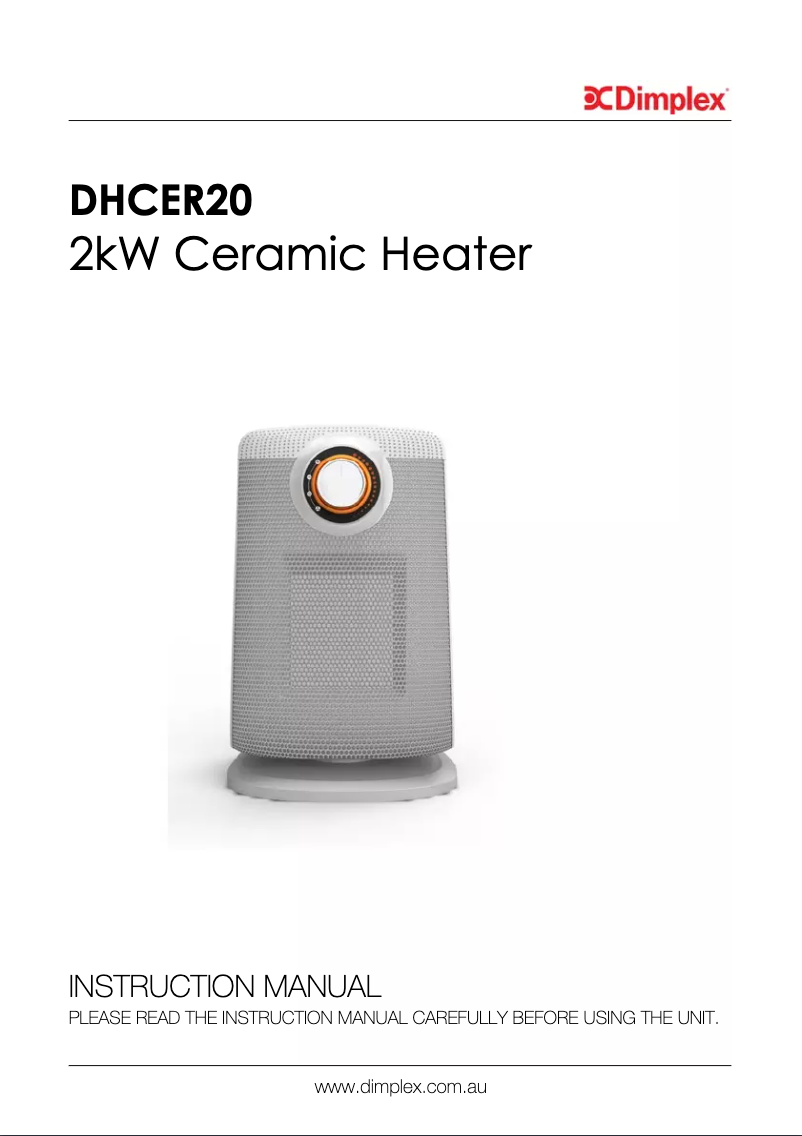 Image de la première page du manuel de l'appareil DHCER20HUM