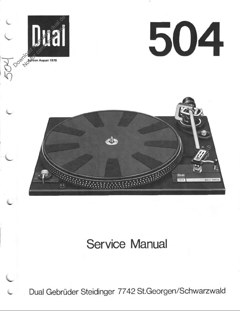 Page n°1 - Manuel utilisateur Dual 504
