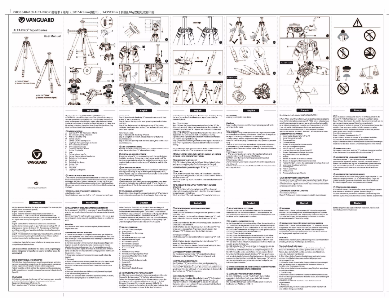 Page 1 de la notice Manuel utilisateur Vanguard Alta Pro 2