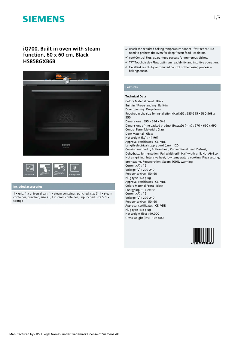 Image de la première page du manuel de l'appareil HS858GXB6B