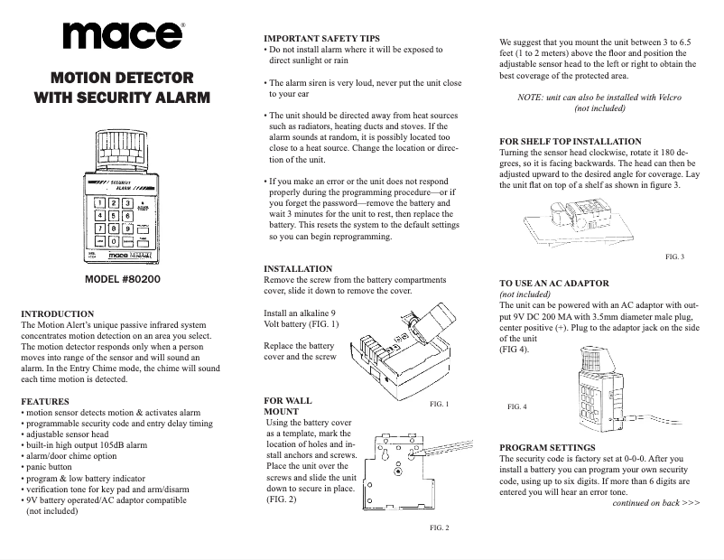 Página 1 del manual Manual de usuario Mace 80200