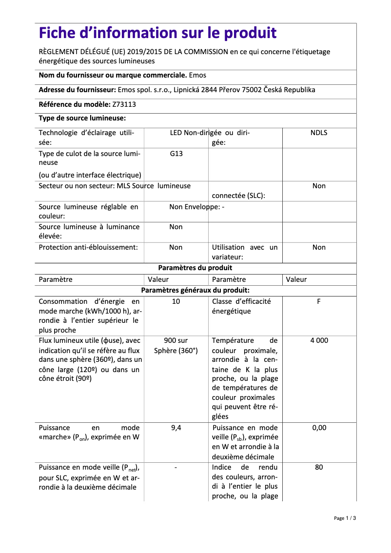 Image de la première page du manuel de l'appareil Z73113