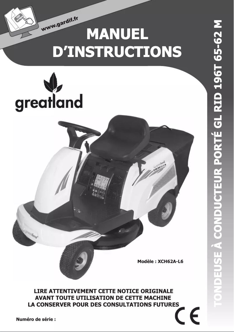 Page n°1 - Manuel utilisateur Greatland GL RID 196T 65-62 M