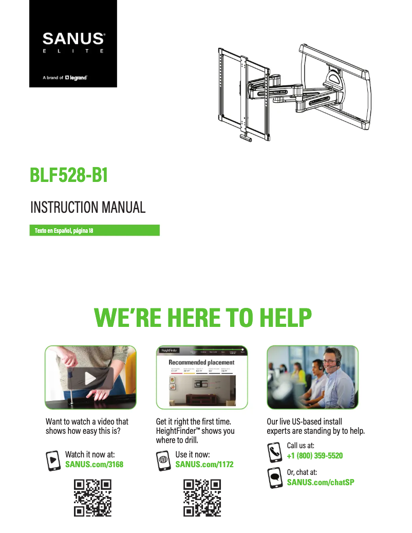 Page 1 de la notice Manuel utilisateur Sanus BLF528-B1