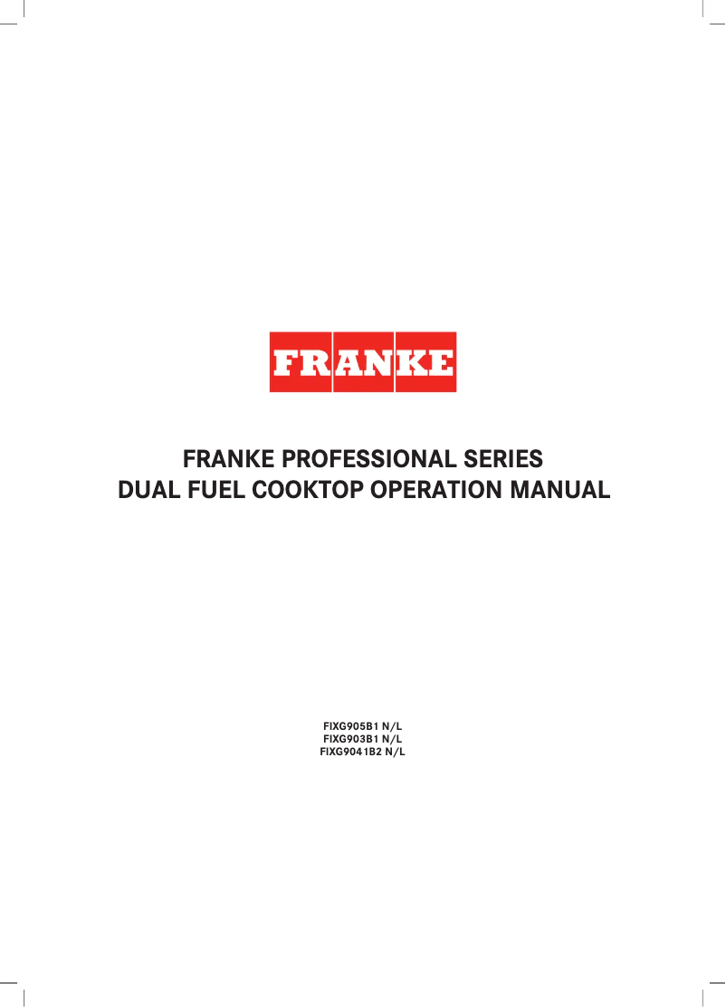 Page n°1 - Manuel utilisateur Franke FIXG905B1