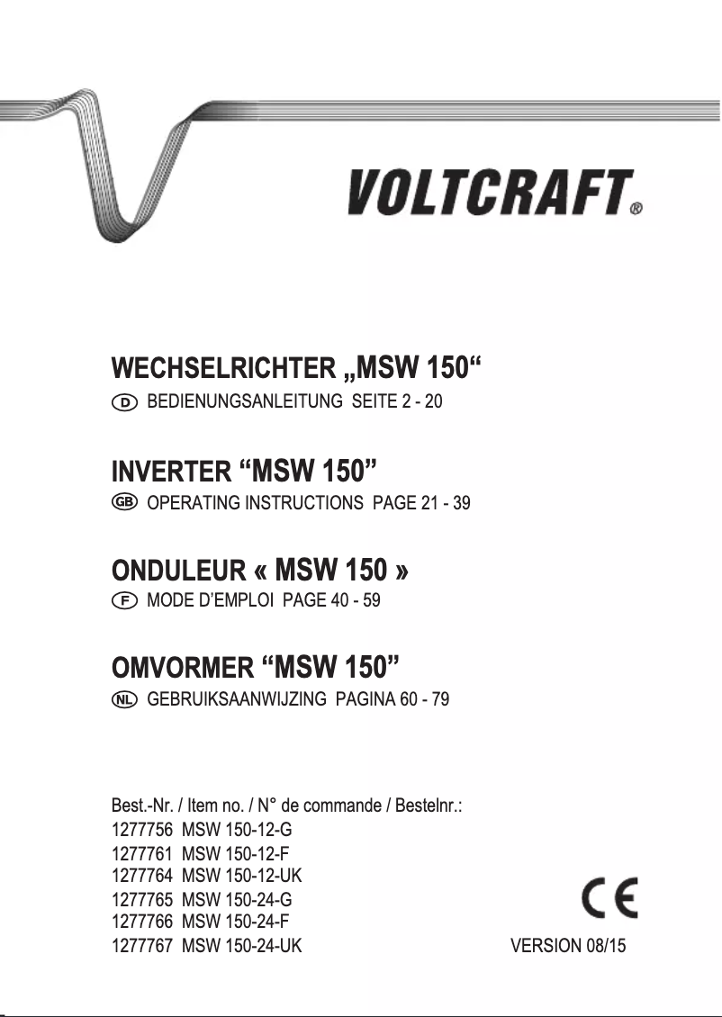 Page n°1 - Manuel utilisateur Voltcraft MSW 150-12-G