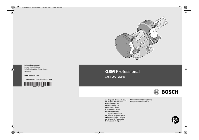 Page 1 de la notice Manuel utilisateur Bosch GSM 200 Professional