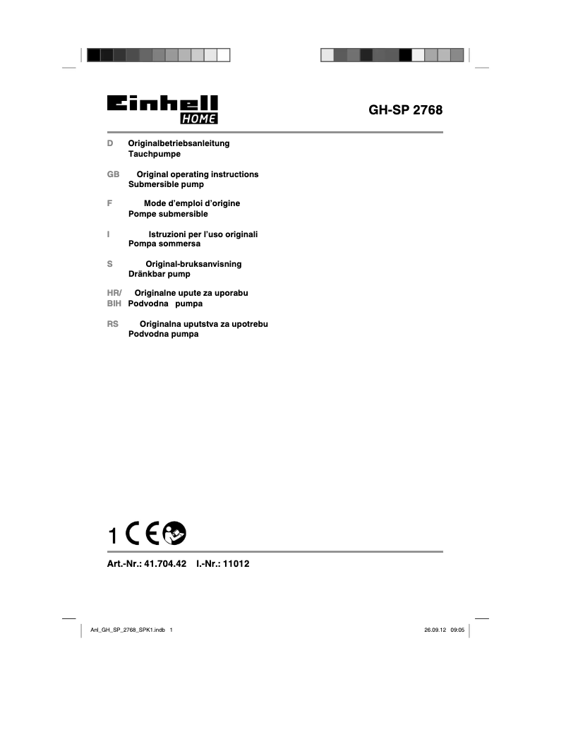Page n°1 - Manuel utilisateur Einhell GC-SP 2768