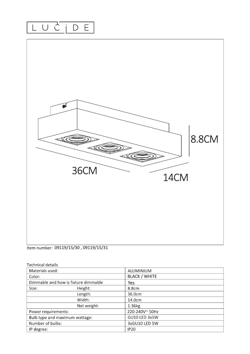Image de la première page du manuel de l'appareil Xirax 09119/15/31