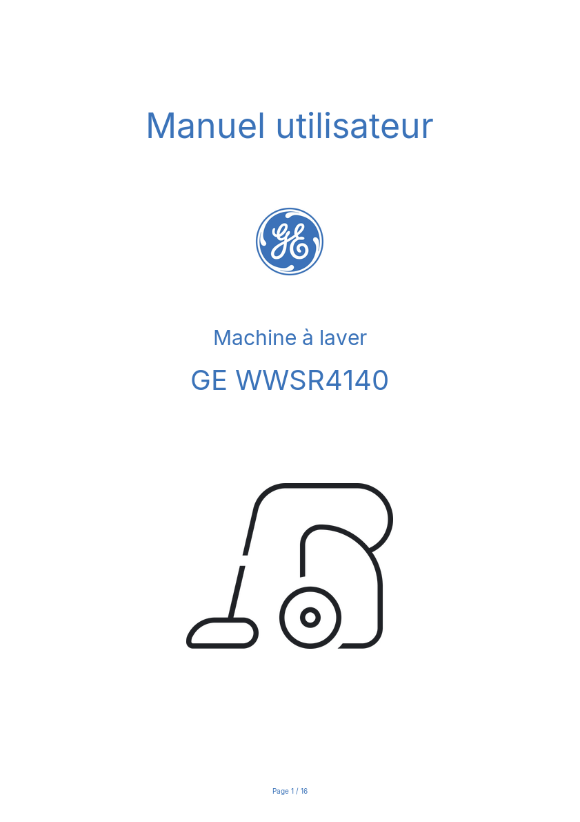 Page n°1 - Manuel utilisateur GE WWSR4140