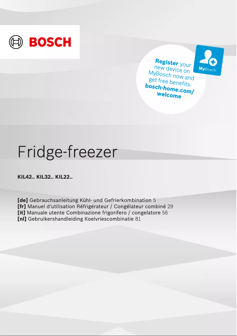 Page n°1 - Manuel utilisateur Bosch KIL22ADD1