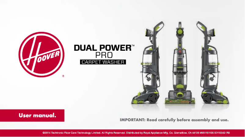 Page 1 de la notice Manuel utilisateur Hoover Dual Power Pro FH51300NC